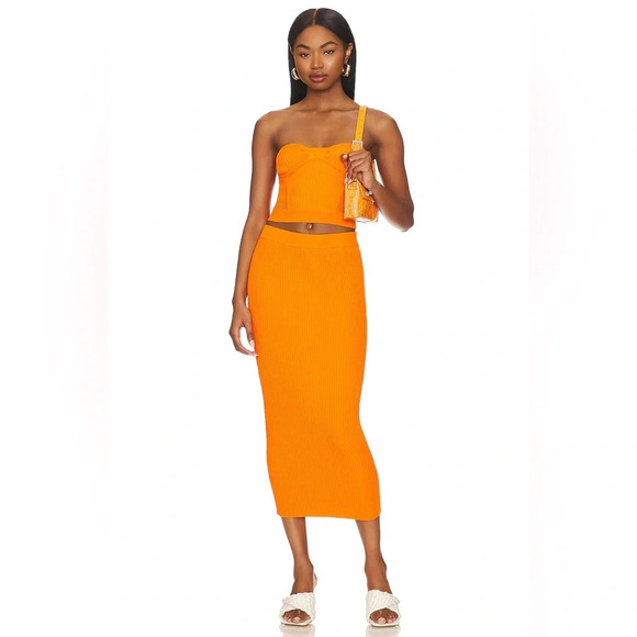 Central Park West Sage Strapless Top In Orange - Picture 2 of 6